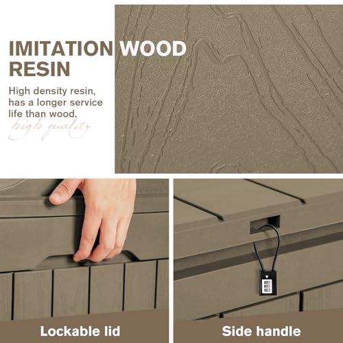 31 Gallon Resin Deck Box Waterproof Indoor Outdoor Storage for Patio Cushions and Garden Tools L90121