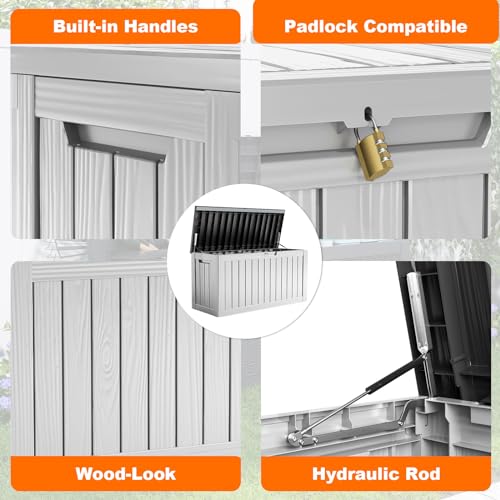 100 Gallon Resin Deck Box, Lockable Patio Outdoor Storage, Waterproof - Black F75230