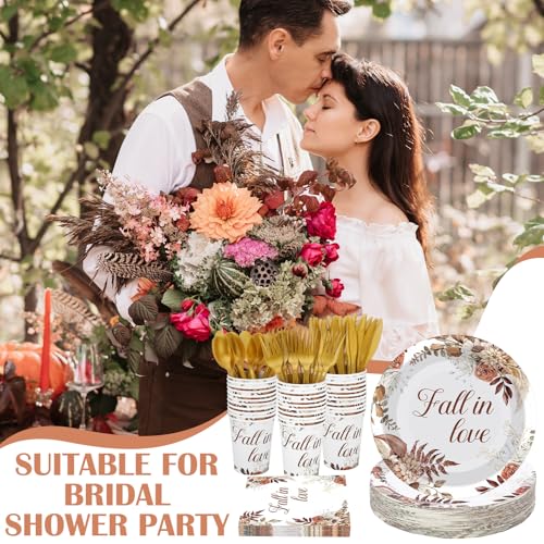 410 Pcs Terracotta Floral Paper Plates and Napkins Set for 50 Guests S1131