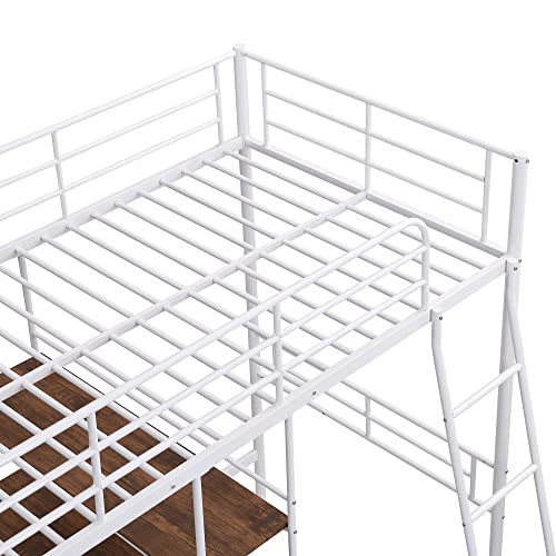 Full Loft Bed with Desk, Storage Shelves, and Wardrobe, Heavy-Duty Frame, Black K6320