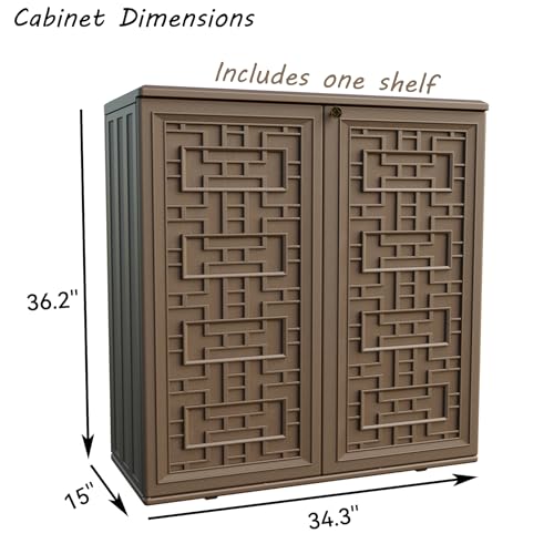 Outdoor Storage Cabinet Waterproof with Shelf for Patio and Garden U239