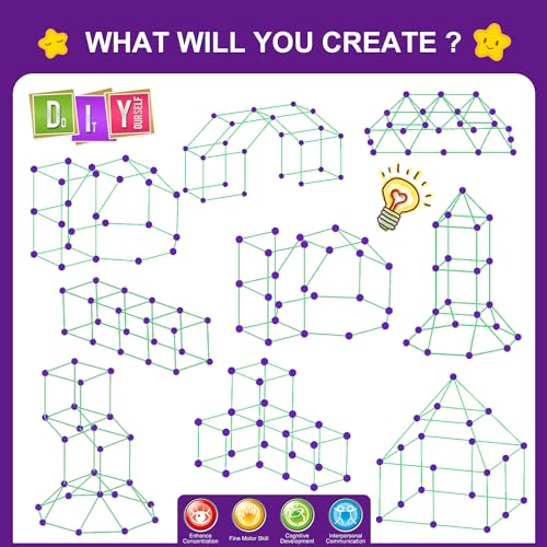 Fort Building Kit for Kids, STEM Construction Toys, 140 Pieces V503086