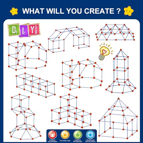 Fort Building Kit for Kids, STEM Construction Toys, 140 Pieces V503086