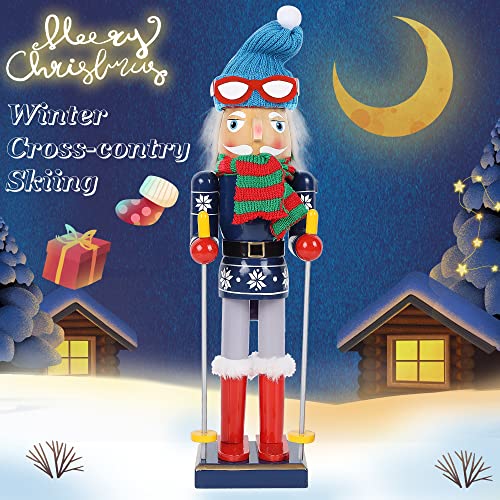 14 Inch Christmas Nutcracker Figures, Wooden Santa Chef Holding Gingerbread Men, Tabletop Centerpiece Decor R14704