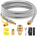 Propane Hose, 12FT Stainless Steel Quick Connect Hose for RV, 1/4'' Quick Disconnect Connect for RV to Gas Grill, Compatible with 1 LB Portable Appliance to RV 1/4" Female Quick Disconnect