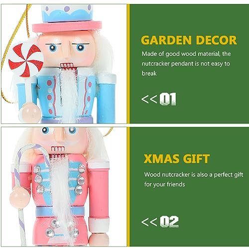 Christmas Candy Nutcracker Ornaments, 4pcs Pink Wooden Pastel Soldier Figures, 12cm M808422