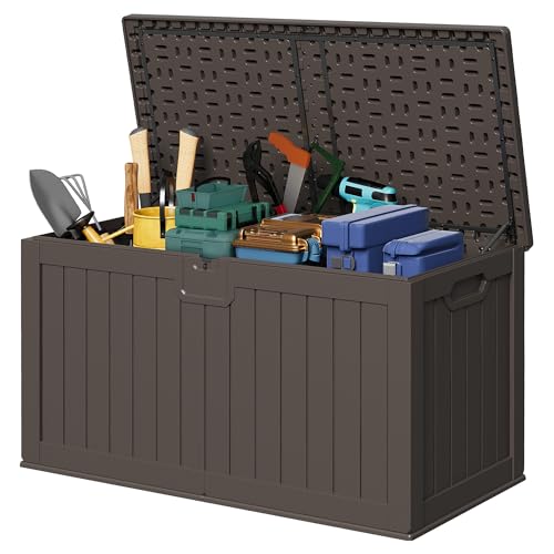30 Gallon Waterproof Resin Deck Box for Outdoor Patio and Garden Storage Q30388