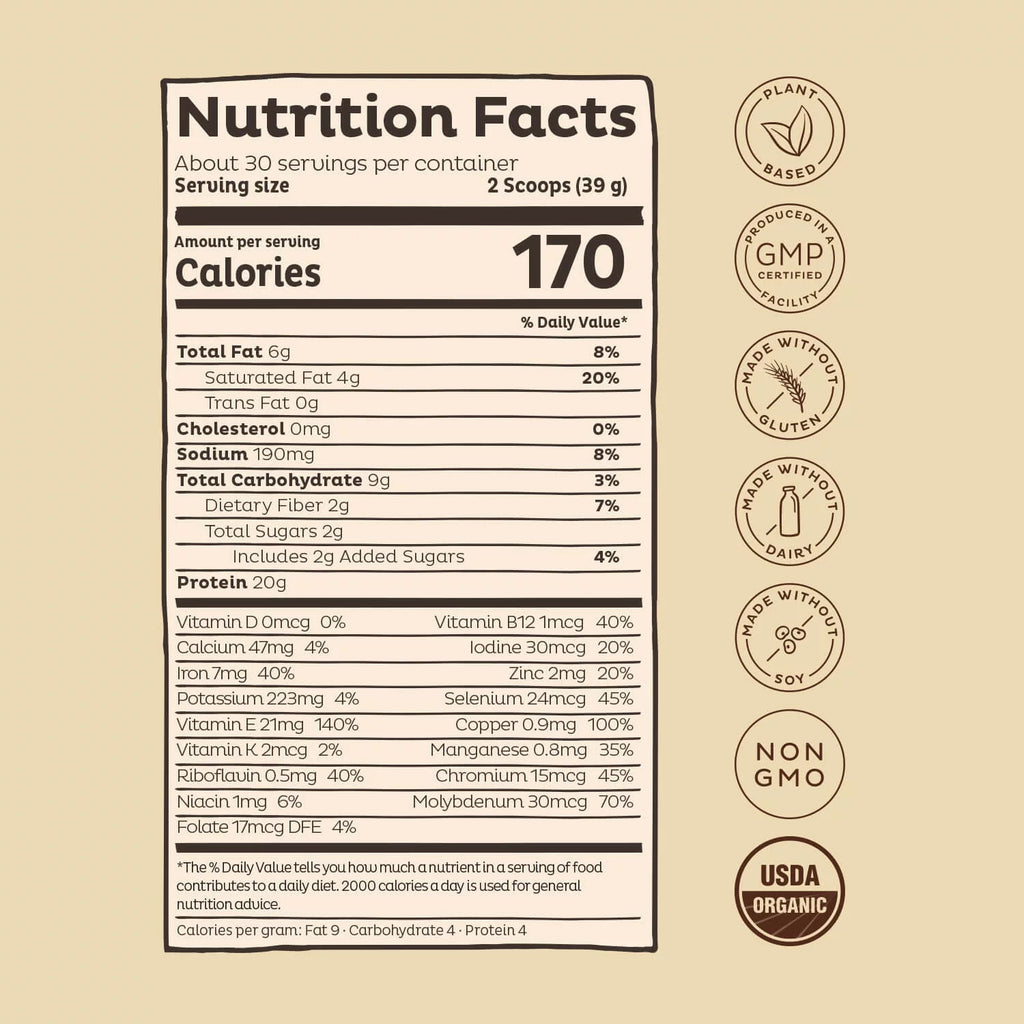Vegan Protein Powder Chocolate, Organic Pea Protein Blend, Plant Based M725276