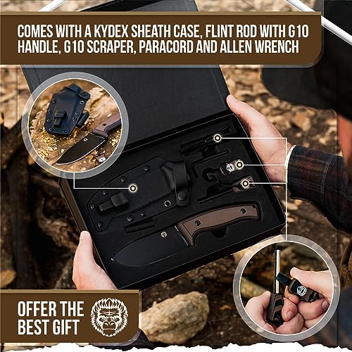 Survival Camping Knife with Fire Starter, Sheath, and Paracord K659552