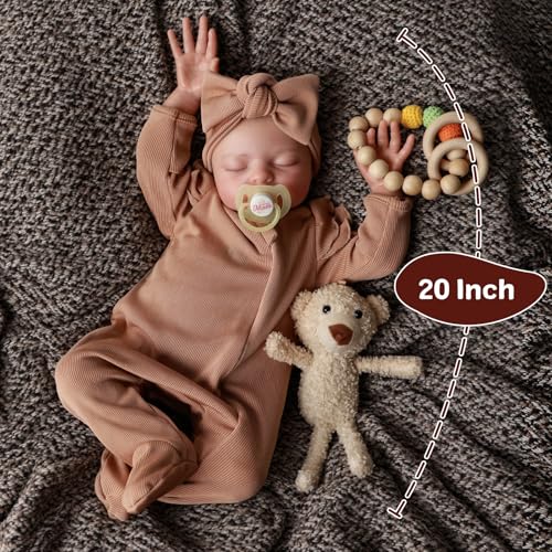 20 inch Soft Vinyl Reborn Baby Doll, Realistic Newborn Sleeping Doll for Kids Age 3+ B234152