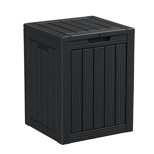 100 Gallon Resin Deck Box, Lockable Patio Outdoor Storage, Waterproof - Black F75230