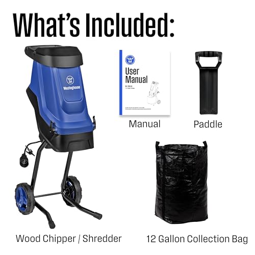 Corded Electric Mulcher Chipper Shredder with 12 Gallon Collection Bag F121
