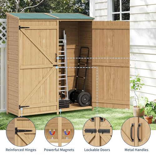 Outdoor Storage Shed with Waterproof Roof and Double Lockable Doors Z211