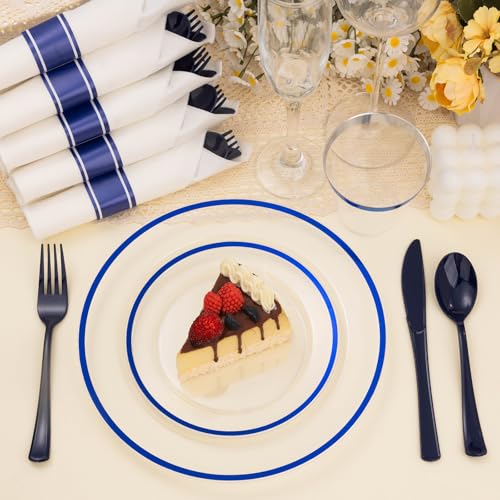 Disposable Plates and Cups Set for 50 Guests with Napkins and Cutlery V71219