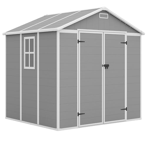 Outdoor Storage Shed 6x6 FT Resin with Floor and Lockable Door Z166