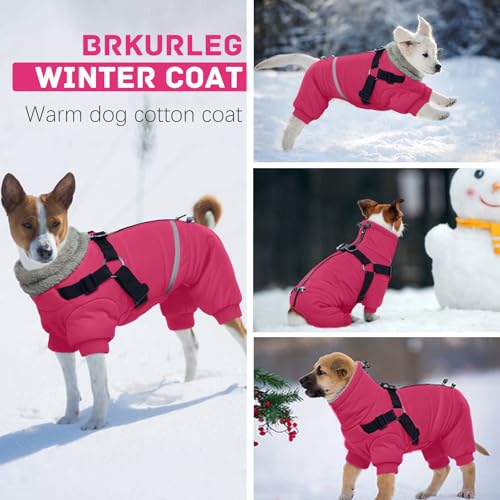 Black Dog Winter Coat with Harness, Reflective Waterproof Jacket for Small Dogs O43201