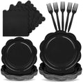 Ivory Paper Plates and Napkins Set for 50 Guests, Disposable Tableware with Utensils M509