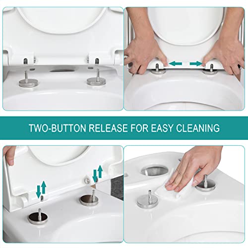 Soft Close Toilet Seat, White Square, Quick Release O1589