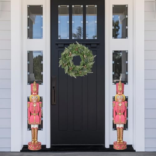 Red and Green Christmas Nutcracker Holiday Decoration, 37-inch Freestanding Resin I1504