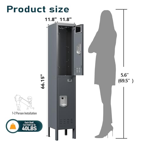 5-Door Steel Storage Locker with Hooks and Card Slots M92401