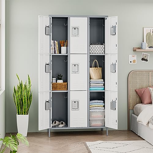 Vintage Metal Locker with Hooks, Lockable Single Door Storage M901