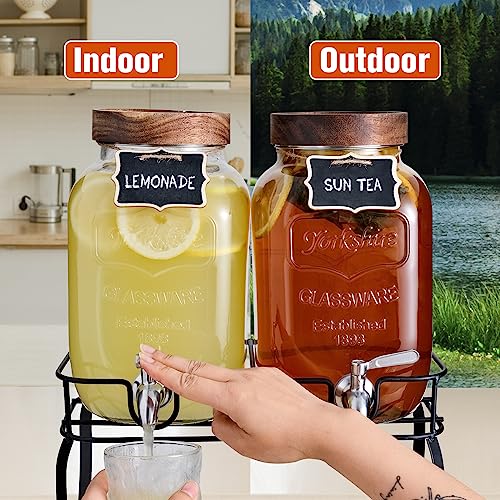Glass Drink Dispenser with Stand and Spigot, 1 Gallon, Set of 2 I5509
