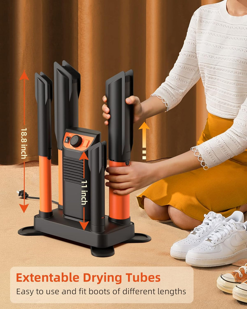 Boot Dryer for Shoes, Gloves & Helmets with Heat Blower and Timer A8678