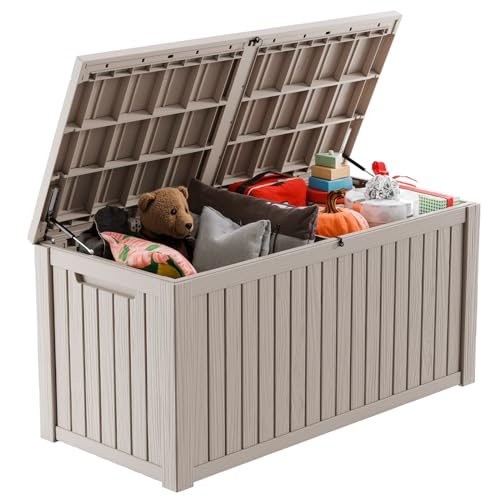 100 Gallon Resin Deck Box, Lockable Patio Outdoor Storage, Waterproof - Black F75230