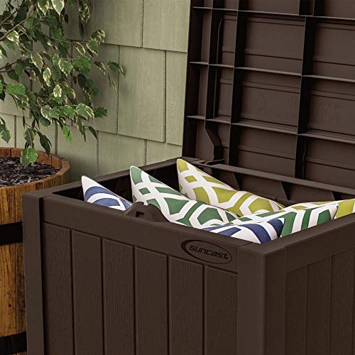 Outdoor Storage Box 22 Gallon Resin Deck Box with Flat-Lid Bench Seating B591