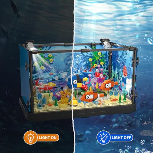 Fish Tank Building Sets, 725 Pcs Lighting Aquarium Kit with Ocean Jellyfish, Fish, Crab P263425