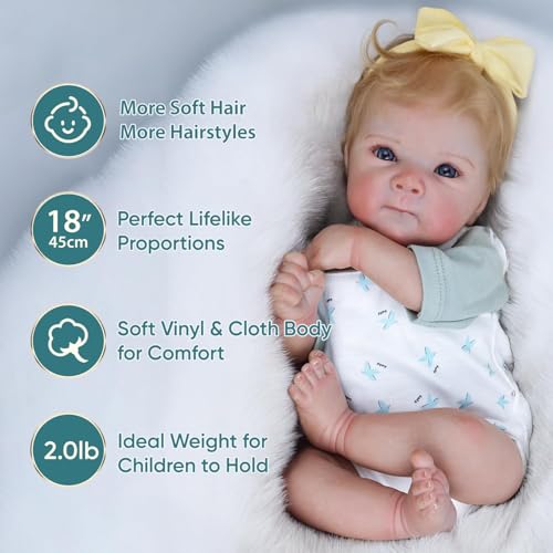 18-Inch Realistic Reborn Baby Doll with Blonde Hair and Weighted Cloth Body E16637