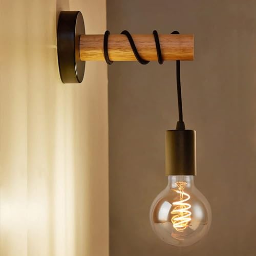 Wall lamp, Vintage Industrial, Metal and Wood, E27 Z451