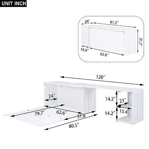Wall Cabinet Bed with Storage and Bookcase Headboard F651615