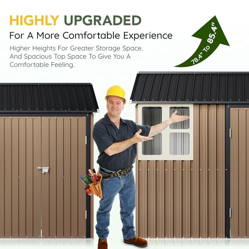 Outdoor Steel Storage Shed with Lockable Doors and Window L987864