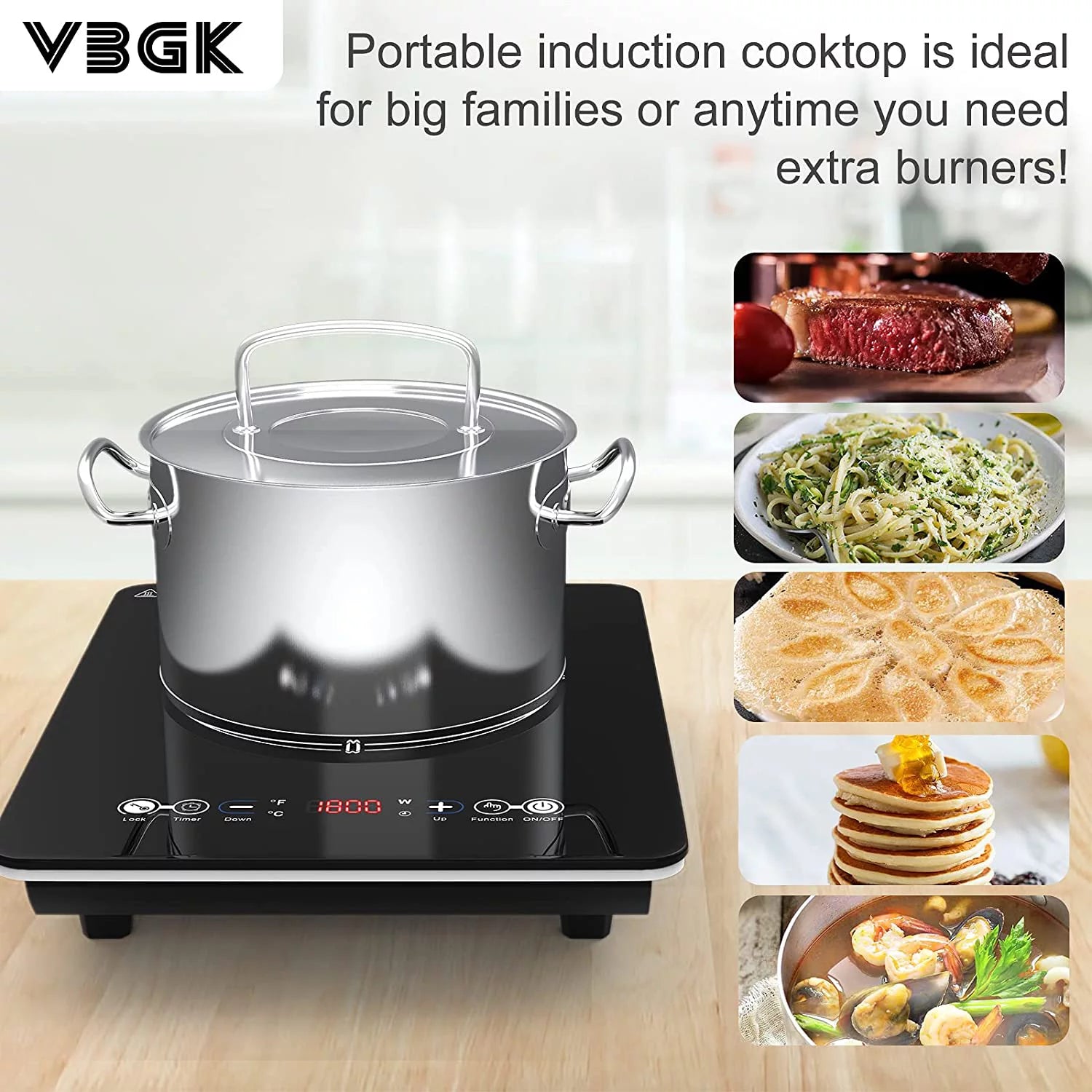 Portable Induction Cooktop Single Burner 1800W with Plug A153
