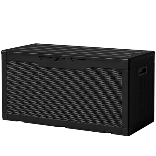 30 Gallon Waterproof Resin Deck Box for Outdoor Patio and Garden Storage Q30388