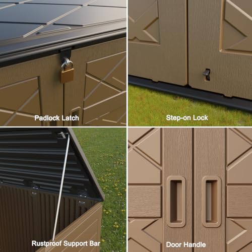 Horizontal Outdoor Storage Shed, 47 Cu.ft Resin Waterproof Cabinet for Garden Patio Backyards F5157