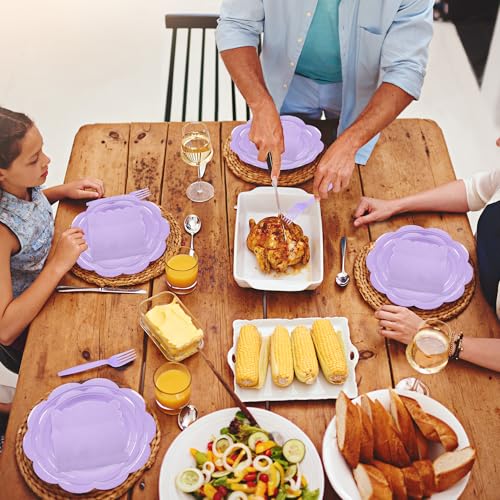 Ivory Paper Plates and Napkins Set for 50 Guests, Disposable Tableware with Utensils M509