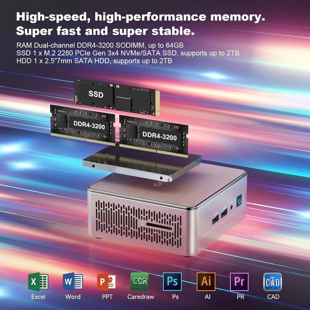 Mini PC, AMD Ryzen 7, 32GB RAM, 512GB SSD, Windows 11 Pro V9734