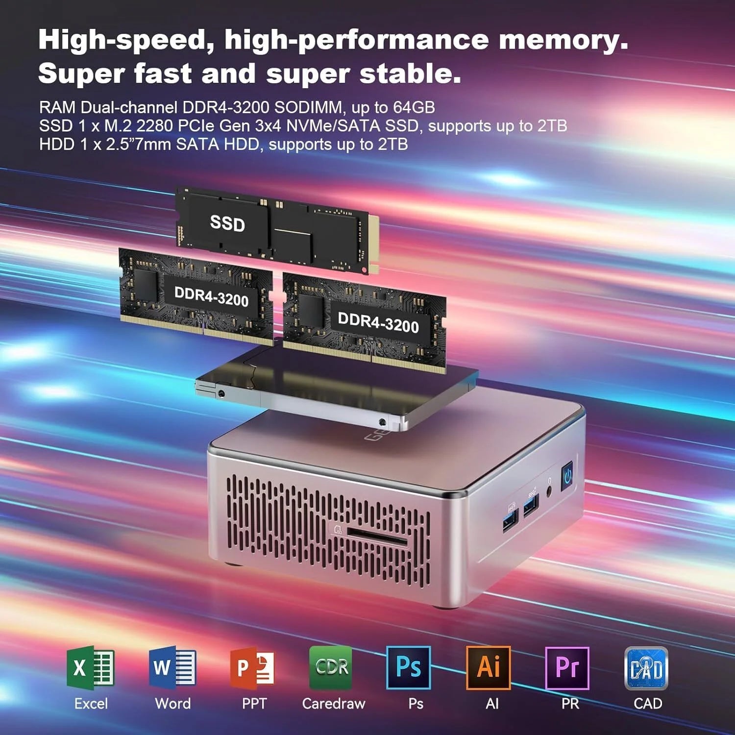 Mini PC, AMD Ryzen 7, 32GB RAM, 512GB SSD, Windows 11 Pro V9734