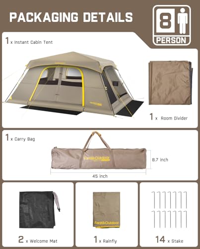 10 Person Instant Cabin Tent, Lightweight with Carry Bag for Camping & Hiking X185