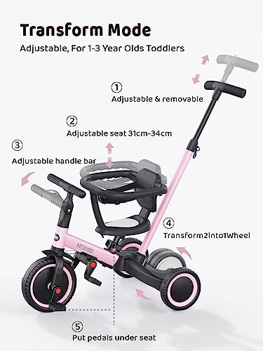 Toddler Bike with Backrest and Safety Belt, Tricycle for 1-3 Year Olds H87008