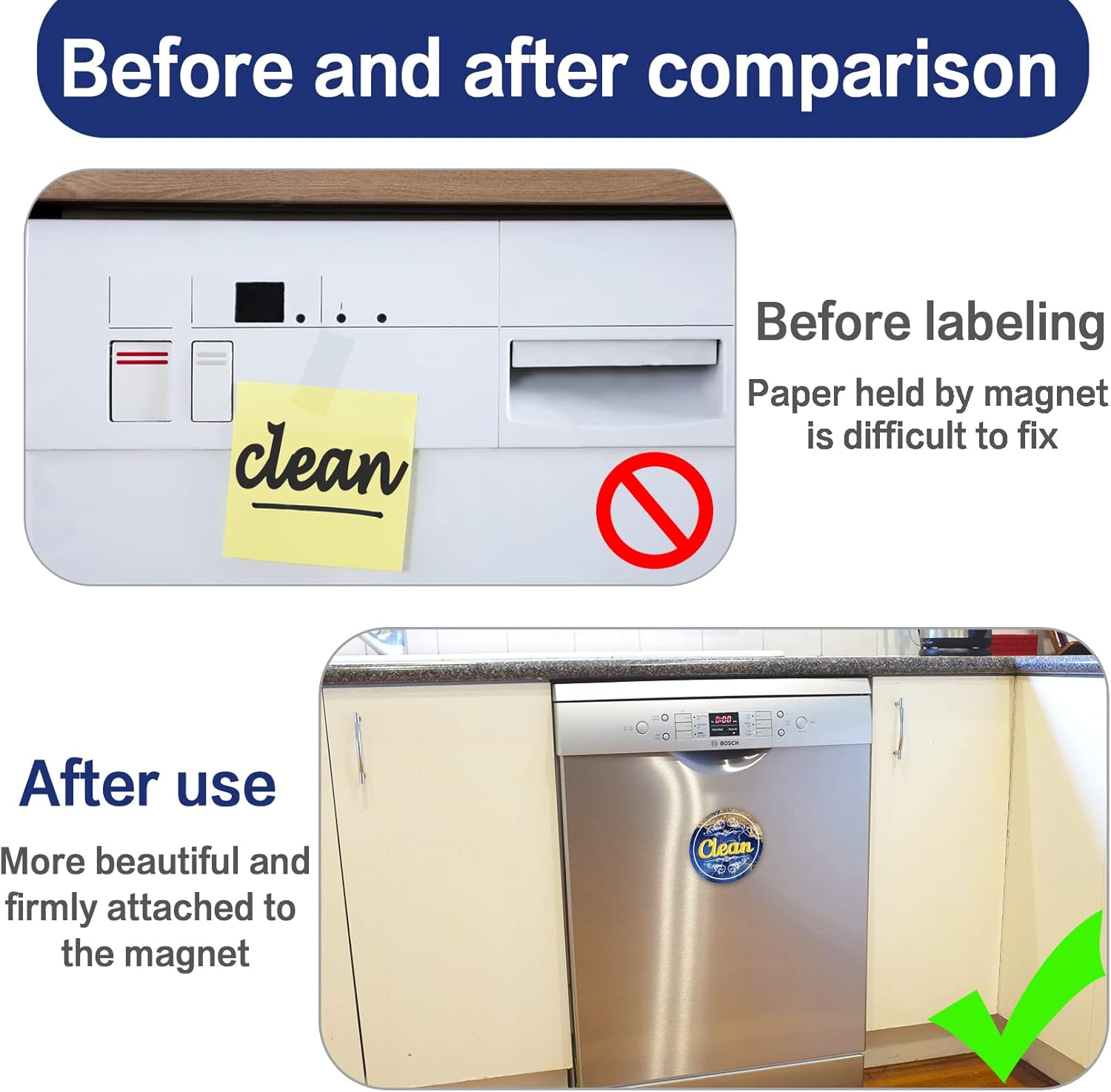 Dishwasher Magnet Clean Dirty Sign for Kitchen Organization Q545146