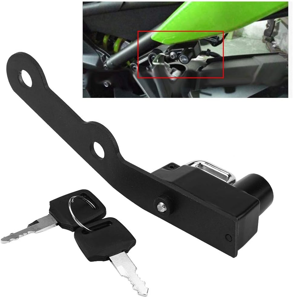 Motorcycle Helmet Lock, Alloy Mount Hook Keys Locking Set Anti-Theft Security Lock F4285