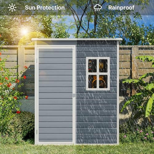 Outdoor Storage Shed with Floor, Lockable Doors, Window, Vents, Steel Frame U71245