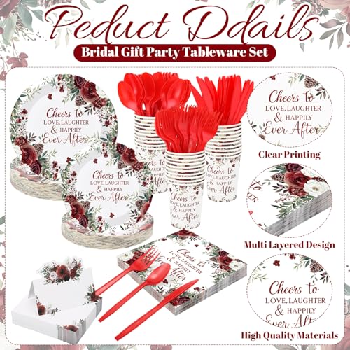 410 Pcs Terracotta Floral Paper Plates and Napkins Set for 50 Guests S1131