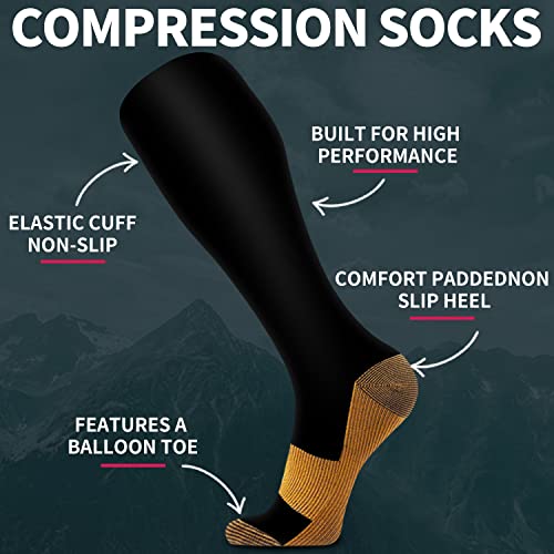 Copper Compression Socks 6 Pack for Women and Men F7108