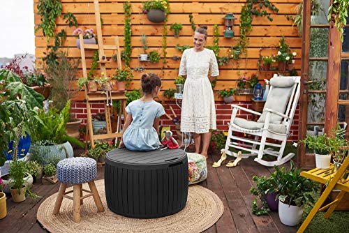 Outdoor Storage Deck Box, 37 Gallon Waterproof Patio Table Bin W1205