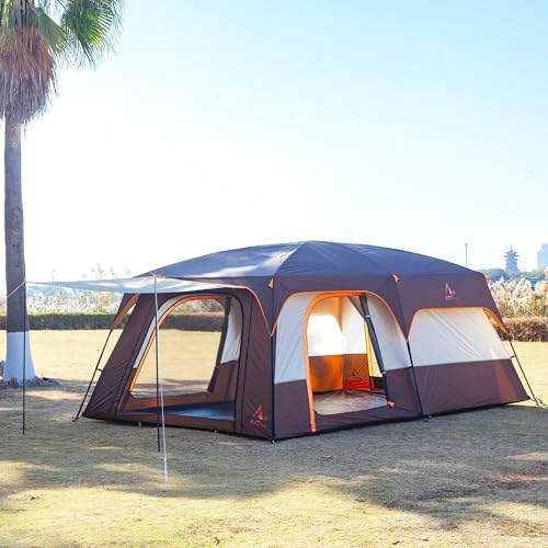 Extra Large Family Cabin Tent 2 Rooms 3 Doors 3 Windows Waterproof for Camping H460