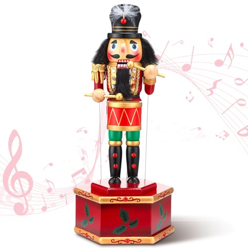 Nutcracker Music Box Wooden Soldier Toy Christmas Wind Up Musical Decor X3406